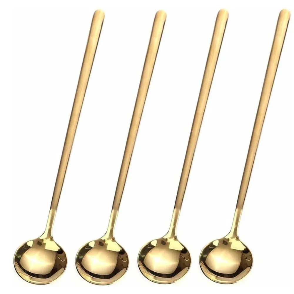 4 PCS Long Gold Coffee, Cocktail Spoons